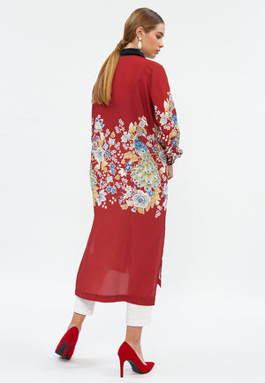 Golden Peacock Shirt Dress Golden - RED VELVET