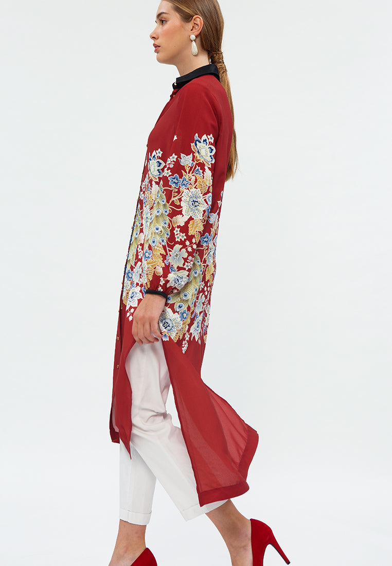 Golden Peacock Shirt Dress Golden - RED VELVET