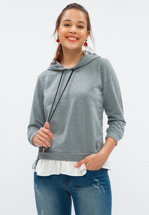 Varvara Mixed Hoodie - CHARCOAL GREY