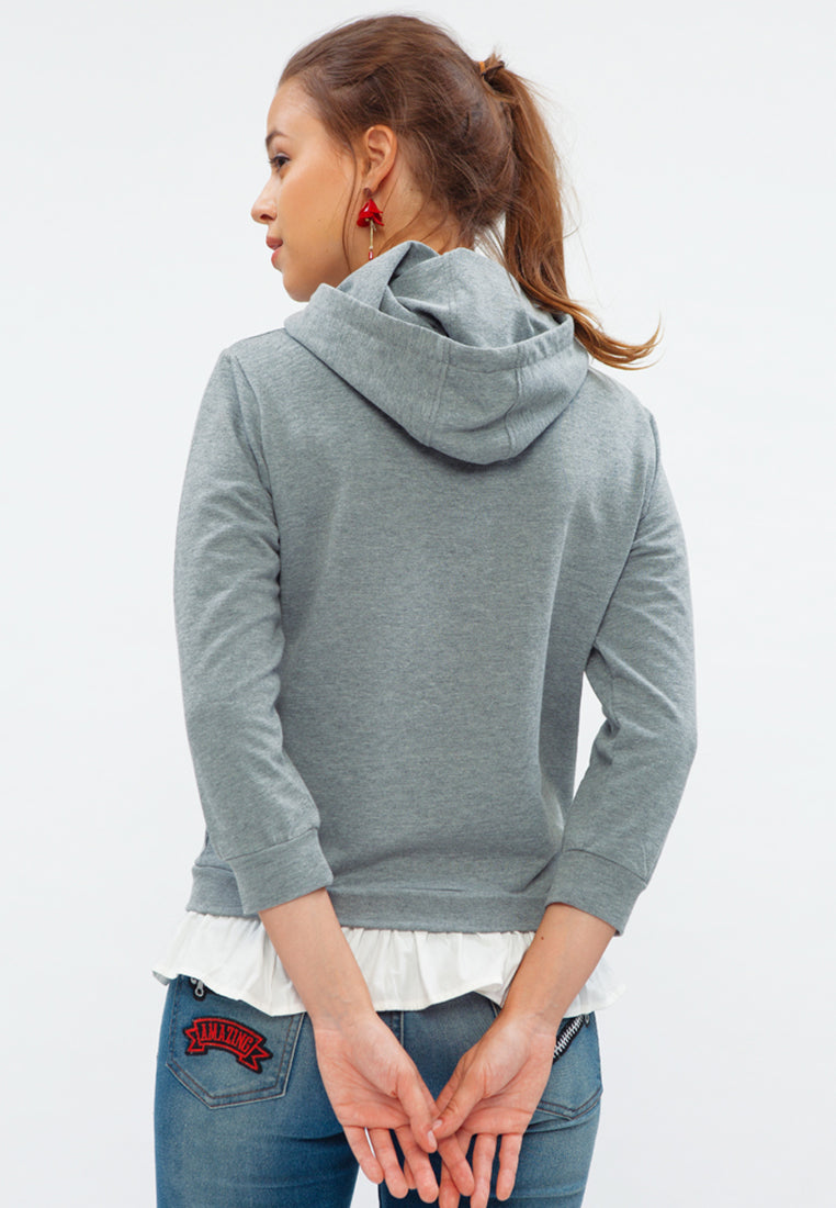 Varvara Mixed Hoodie - CHARCOAL GREY