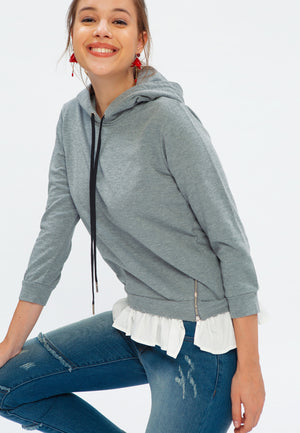 Varvara Mixed Hoodie - CHARCOAL GREY