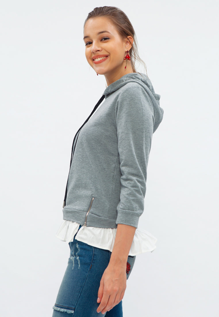 Varvara Mixed Hoodie - CHARCOAL GREY